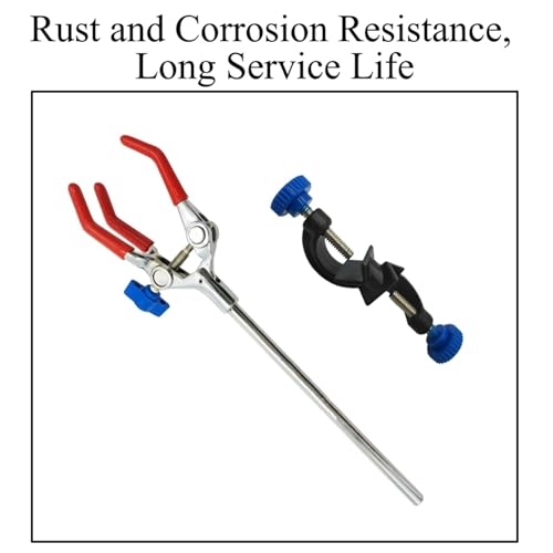 SagaSave Lab Clamp 3 Prong Finger/Cross with Lab Stand Clamp Holder Boss Head Lab Clip Securing Clip 360°Swivel Laboratory Clamp-D