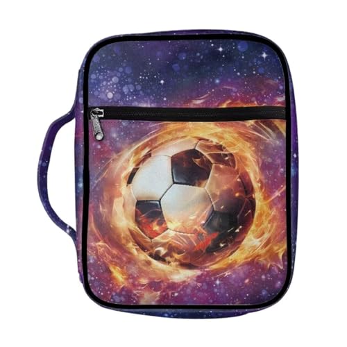 Coldinair Galaxy Fire Soccer Bible Covers for Men Kids Carrying Book Bible Case Sunflower Church Bag Bible Protective with Handle & Zippered Pocket