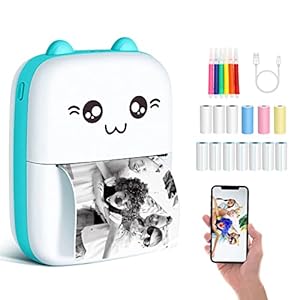 Mini-thermoprinter, mini-printer voor smartphone, draagbaar, met USB-kabel en 15 rollen thermisch papier, voor Android…