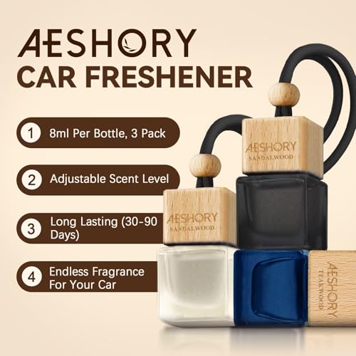 Premium Sandalwood, Teakwood, Cologne Car Air Freshener Kit – 3 Pack Up to 90 Days Lasting