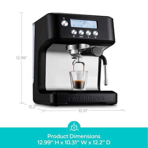 Image of CASABREWS Ultra Espresso Machine, Espresso Coffee Maker with Steam Wand | LCD Display, Custom Brew Temp, Latte & Cappuccino Machine, 20-Bar Italian Pump, Powerful Steam Wand, 73oz Removable Tank