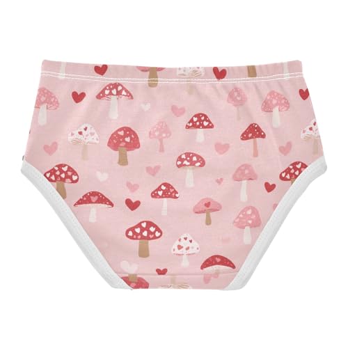 Wusikd Mushroom Pink Girls' Underwear Cotton Hearts Girls Briefs Soft Toddler Underwear 2T2