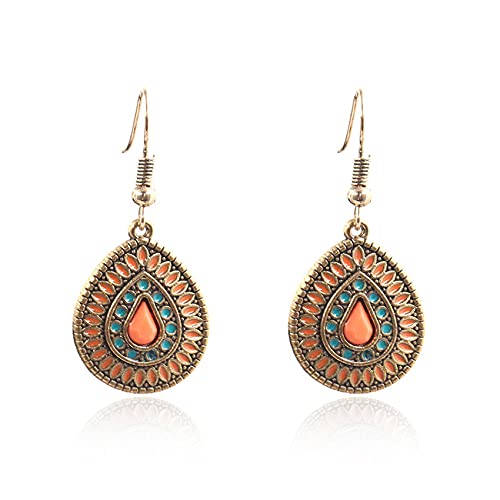 Bayetss Vintage Drop Dangle Earrings Ethnic Enamel Hook Earring Unique Statement Earrings Accessories For Women,Orange #TOP22