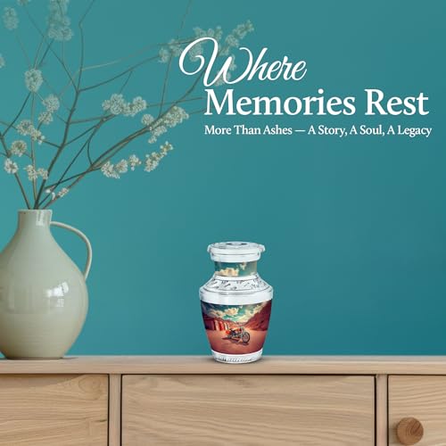 Image of Bike Urn Miniature Urns for Human Ashes 3 Inch 2 Qty | Memorial Urns Burial Decorative for Mom & Dad