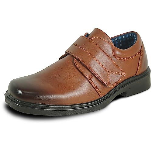 bravo! Boy Classic Slip-on Loafer and Lace-up Oxford William Kid Dress Shoe School Uniform with Removable Insole and Square Toe Black Brown Black Patent