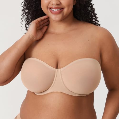 Image of DELIMIRA Women's Cosnufy Strapless Bra Sheer Mesh Plus Size Unlined Underwire Bras