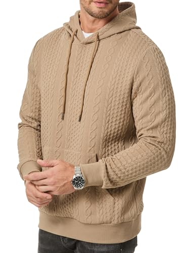 Jmierr Men'S Pullover Hoodies Fashion Drawstring Beige Long Sleeve Sweaters Hooded Sweatshirts With Pockets thumb #8