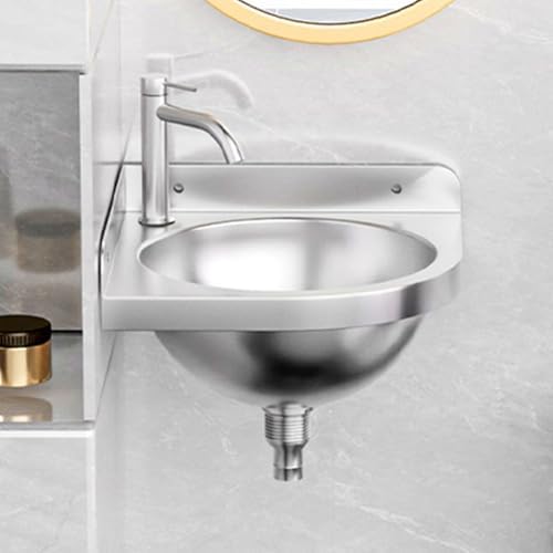 Wall-Mounted Corner Basin Sink, Triangular Stainless Steel Vanity, Space-Saving Floating Wash Basin for Small Bathrooms, Outdoor, Indoor, Garage Use,