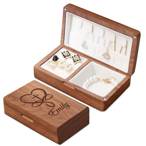 Personalized Wooden Jewelry Box for First Communion with Engraved Name – Jewelry Box Keepsake with Velvet Interior Christian Gift for Girls, Granddaughter or Godchild, Custom Name Jewelry Organizer