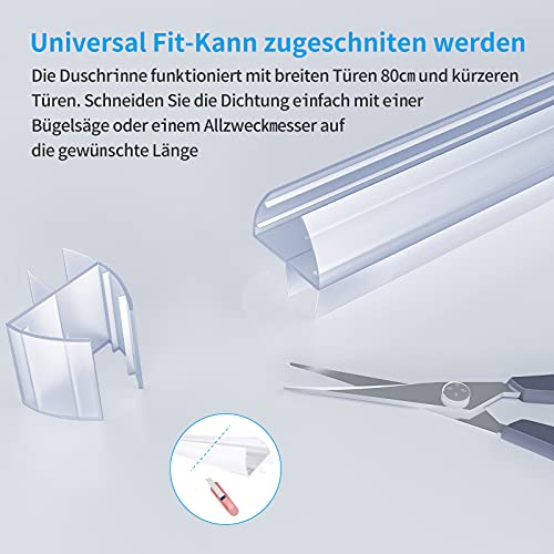 kinkaivy Duschdichtung, 4 x 80cm Duschdichtungen für Duschtüren, 6/7/8mm Transparent Dichtung Dusche Glastür, Wasserabweisende Ersatzdichtung für Dusche, Schwallschutz Dichtkeder - Image 8