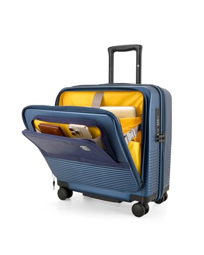Image of EUME Overnighter Pro Luggage Trolley for Travel 18 inch, Cabin Bag | Trolley Bag Small for Luggage | with Laptop Sleeve | 100% German Bayer Polycarbonate - Tropical Blue