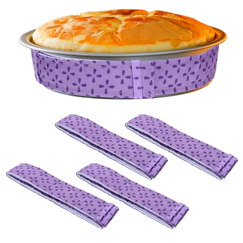 4 Pcs Cake Strips, Purple Reusable Cake Strips for Even Baking