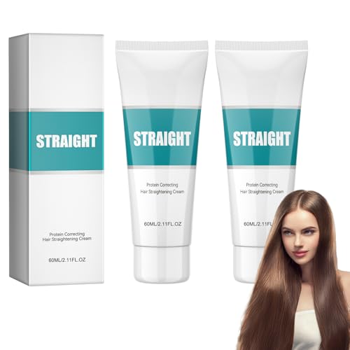 Hppsctink 2pcs Crème lissante, Crème lissante protéinée, Lisse les cheveux rebelles et répare les cheveux abîmés, 2pcs*60ml,shampoo