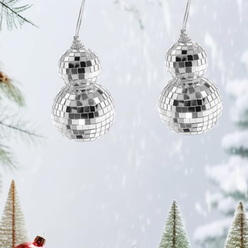Bola espejada colgante de vidrio para decoración de fiestas, bodas, Navidad y fondos fotográficos - Plata miniatura 5