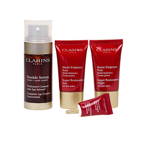 Clarins Double Serum 30ml and Super Restorative Cream Skincare Set and Washbag