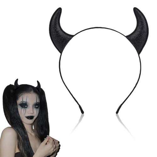 Cospaly Halloween Hair Accessories for Women Glitter Devil Horns Headband Hairwear Black Halloween Headband Hair Band for Women Cosplay Party Headband Head Band Halloween Horns Headband Hairband