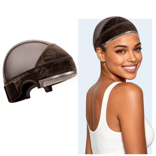 IsshinBeauty Wide Wig Grip Cap for Glueless Wigs: Ear Cutouts 2-in-1 Non Slip Wig Cap - Adjustable Breathable Cap for Secure and Comfortable Lace Front HD Wigs and Daily Glueless Styling (Brown)