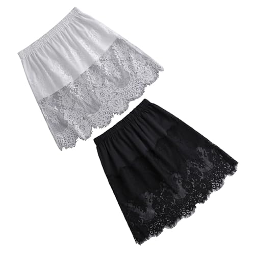 Jupe superposition intérieure en dentelle Yardwe - Lot de 2 extensions de chemise taille plus