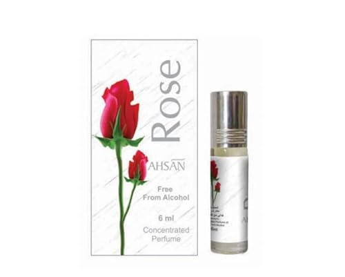 Ahsan Rose Concentrated Perfume Oil, Alcohol-Free, 6ml, Roll-On Attar