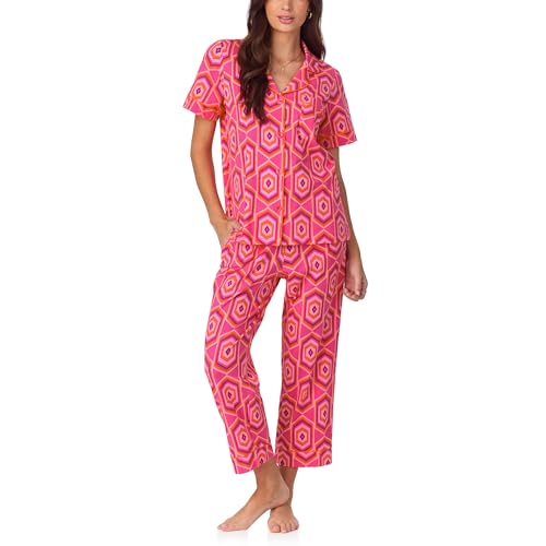 Image of Bed Head PJs Womens Matching Pajamas - Soft Organic Cotton Button Down PJ Shirt & Cropped Pants Set - Loungewear & Sleepwear