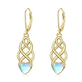 XPYPZP Aretes delicados de oro para mujer, hipoalergénicos, ligeros, de oro de 14 quilates, joyería para el día de San Valentín, regalos para esposa, novia y ella, Medio, Base, Piedra lunar