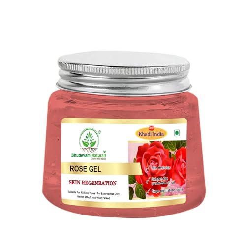Image of Khadi Rose Gel - Calming & Rejuvenating Skin Treatment, Perfect for Acne Scars & Dry Skin Relief | Natural Herbal Rose Aloe Vera Gel for Face & Hair | Hydrating, Soothing & Moisturizing 100% Pure Natural Aloe Vera Gel for Dark Circles - 200GM