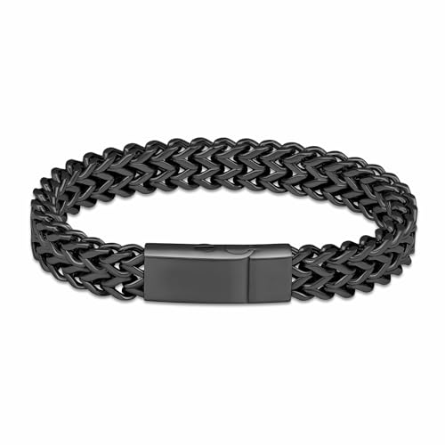 constantlife Cremation Bracelet for Ashes Men Memorial Jewelry Stainless Steel Hand Chain Personalized Customization Keepsake - 7.1 in/ 7.9 in/8.7 in/9.5 in (C-Black 22)