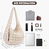 Juoxeepy Gesteppte Tragetasche, groß, gesteppt, Schultertasche, leichte gesteppte Polsterung, Hobo-Tasche, gesteppte Tasche, Cremeweiß, Large #3