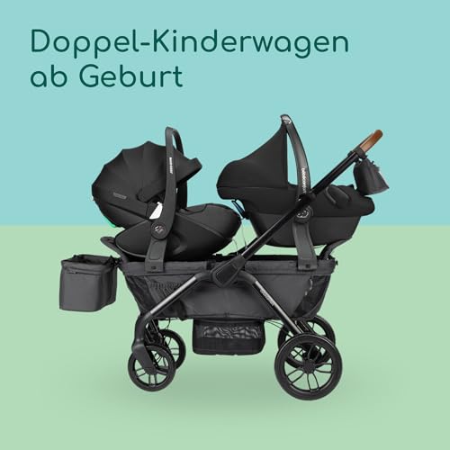Bebeconfort Helios, 2-in-1 Kinderwagen ab Geburt, 0–4 Jahre, 0–22 kg, 2 gegenüberliegende Sitze, All-Terrain-Räder, kompakt zusammenklappbar, Geschwisterwagen, schützendes Verdeck, Mineral Graphite