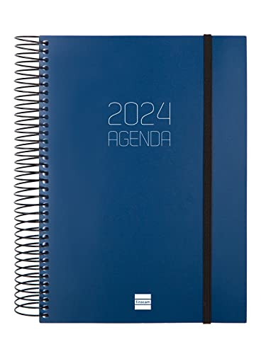 Finocam - Agenda 2024 Espiral Opaque 1 Día Página Enero 2024 - Diciembre 2024 (12 meses) Azul Español