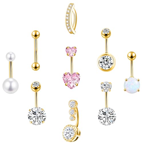 LEE&RO Belly Button Rings 14G Belly Piercing Jewelry Navel Rings Surgical Steel Belly Rings