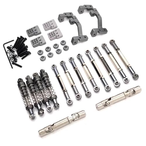 RC スペアパーツ For WPL C14 C24 C24-1 C54 1/16 メタル シャーシ リンク ロッド プル マウント ショックアブソーバー ドライブ シャフト セット 改造 RC カー アップグレード パーツ(Gray)
