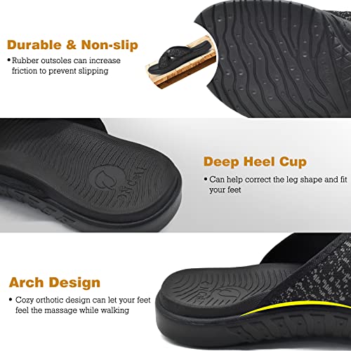 ONCAI Mens Criss Cross Sandals,Arch Support Recovery Sport Slippers Slides with Plantar Fasciitis Orthotic Footbed4