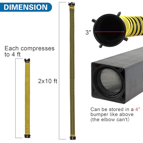 Image of 20FT RV Sewer Hose, EXTREME Heavy Duty 24 Mil TPE Material for Abrasion Resistance and Crush Protection, Camper Sewer Hose Kit with Pre-Attached Bayonet Fittings, 4-in-1 Adapter Elbow, Yellow