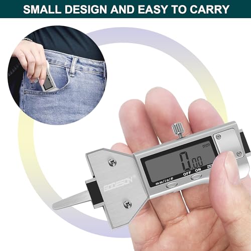 Image of GODESON Metal Digital Tire Tread Depth Gauge, LCD Display Tire Tread Depth Gauge with 3 Modes-Fractional Inch, Decimal Inch and Millimeter,Precision Professional Measuring for Motorcycle, Car, Trucks