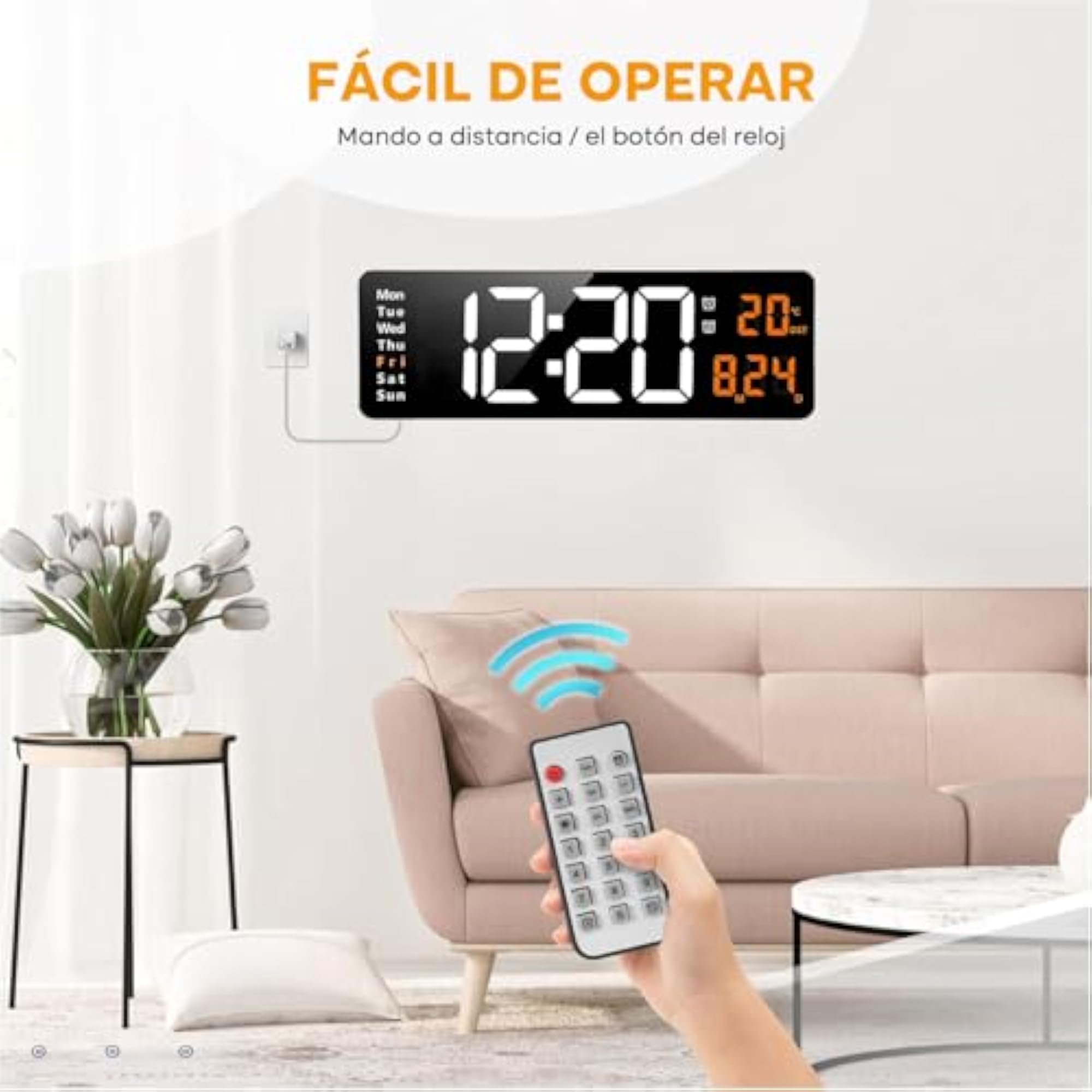 16 Inch Digital Wall Clock with Adjustable Brightness