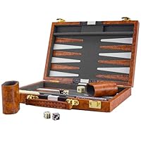 Backgammon Set 11 Klassisches Back Gammon Koffer Baggamon Spiel für Erwachsene Kinder (Braun-11 Zoll)