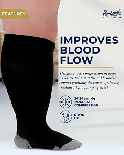 Pembrook Plus Size Compression Socks Wide Calf  - Up To 6Xl | 20-30 Mmhg Wide Calf Compression Socks For Women Plus Size | Extra Wide Calf Compression Socks Women #TOP1