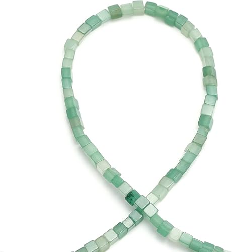 Miniatura 2 de Piedra natural de 4 × 0.157in, cubo cuadrado de aventurina verde, cuentas sueltas de cristal energético curativo para hacer joyas, cuentas de poder