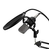 Kit de micrófono de condensador, BM700 juego de micrófono Karaoke grabación en vivo con brazo de micrófono ajustable/soporte de choque de metal