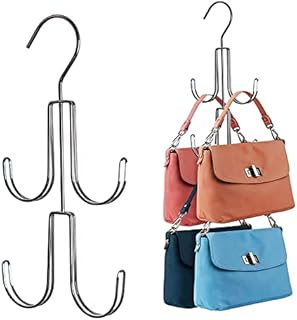 Baoswi 2 Pack Purse Hanger Closet Organisers Storage, Hanging Bag Holder, Silver Metal Handbag Storage Hook Backpack Rack Space Saving Hanger