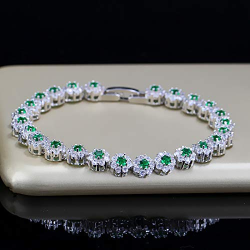 TTDGYYXW Damen-Armbänder, künstliches Kristall-Armband, weiße Zirkonia-Steinfassung, Damen-Tennis-Armbänder, Silber 925, Schmuck für Frauen (blau)