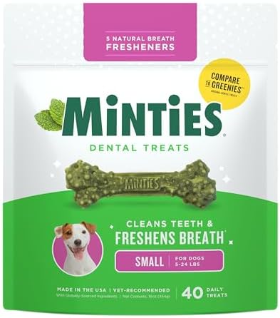 Minties Dog Dental Bone Treats, Mint, Tiny/Small, 16 oz