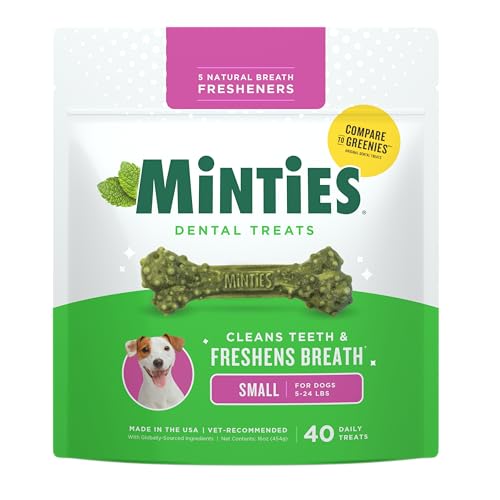 Minties Dental Chews for Dogs, 40 Count, Vet-Recommended Mint-Flavored Treats