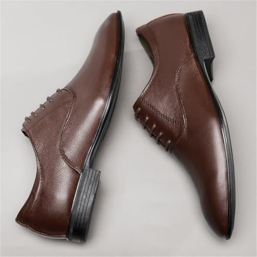 Mens Korean Style Pointed Toe Business Casual Dress Shoes Black Trendy Youth British Slip On Footwear Lace Up3