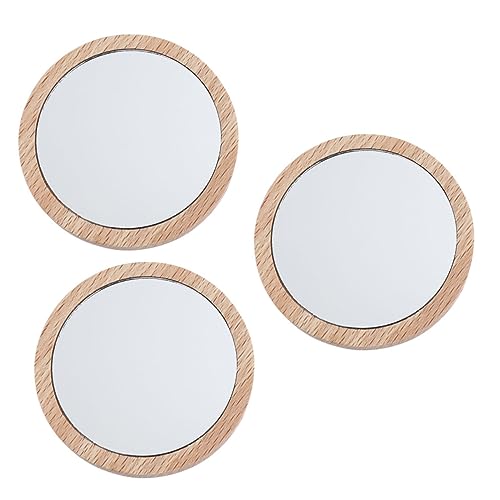 Chic - Paquete de 3 espejos de aumento de mano con elegantes marcos de madera, compactos y ligeros, perfectos para maquillaje y retoques sobre la marcha