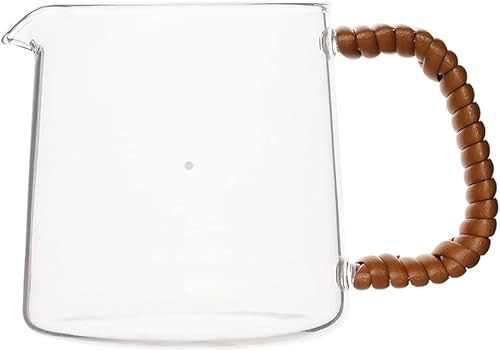 Coffee Server - Jarra de café de vidrio estándar de 10.1 fl oz para verter sobre café y té, cafetera transparente con mango de ratán, 10.1 onzas