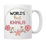 EnvyFone World's Best Khala Mug (Auntie) - Birthday Gift - Flowers/Pink Floral Design - Ladies - Girls - Novelty Tea Coffee Cup