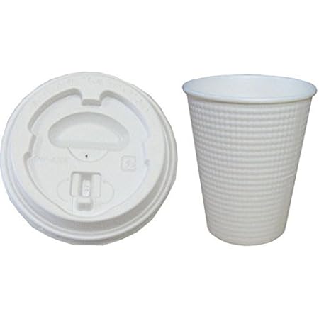 Amazon 断熱性エンボス紙コップ ホットドリンク 8オンス 260ml 白無地 本体 フタセット 50個 使い捨てドリンクカップ オンライン通販