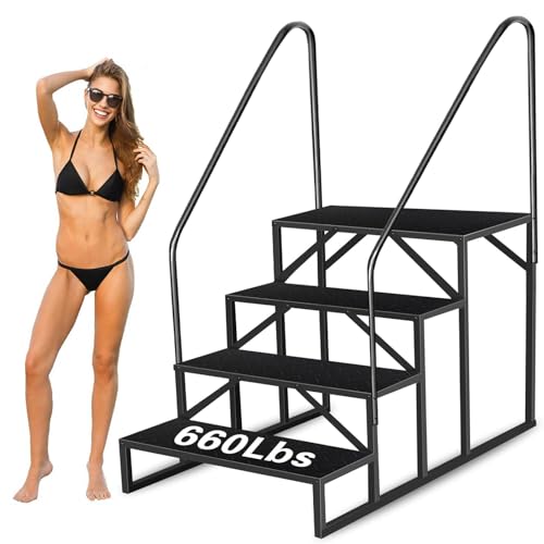 Escalera para Piscina Elevada 4 Peldaños Negra miniatura 1